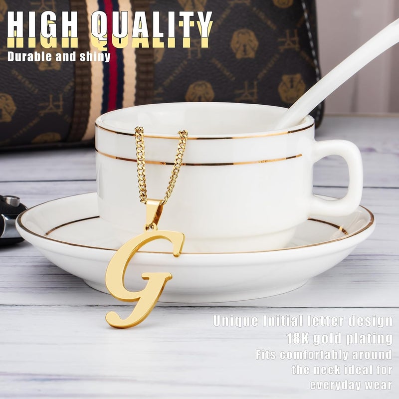 Suweibuke Initial Necklace for Men Women Boys Girls, 18K Gold Plated 26 Letters Pendant Necklace, Personalized Jewelry Gifts - Image 1